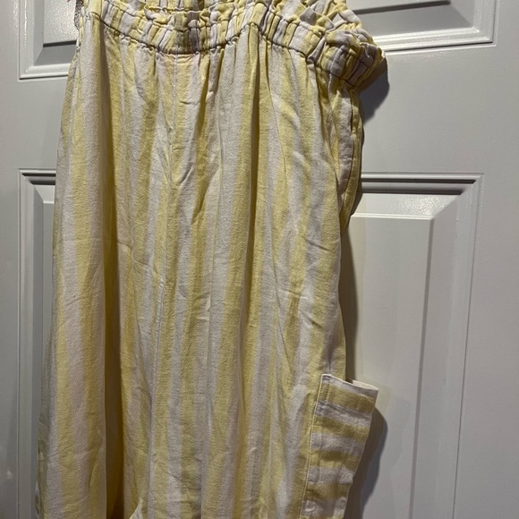 Stoney Clover Lane Linen Jumpsuit - Yellow & White - Size Large - Picture 4 of 10